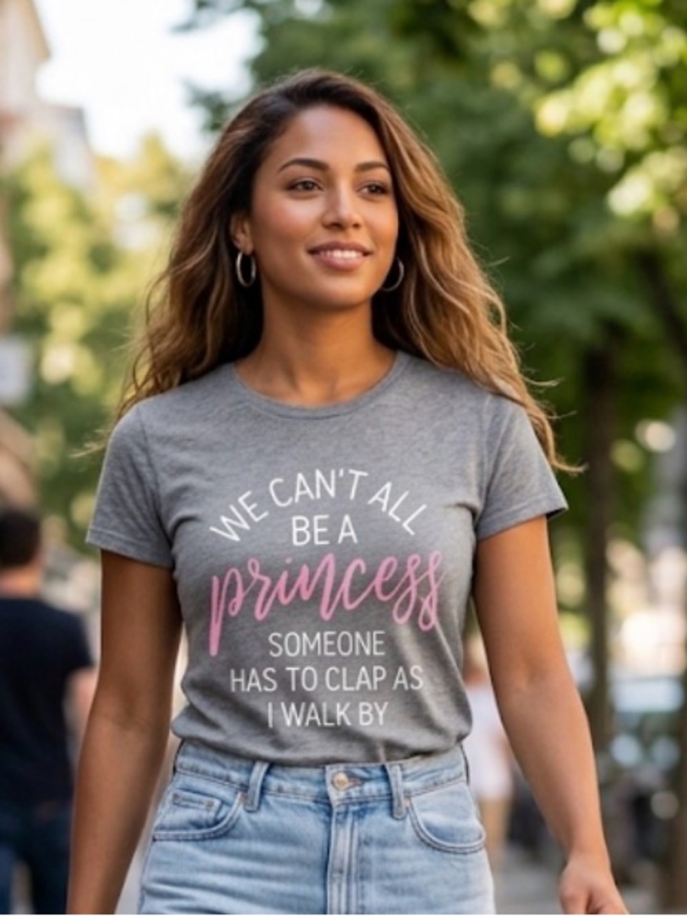 Gray Short Sleeve Graphic Tee with Pink Script
